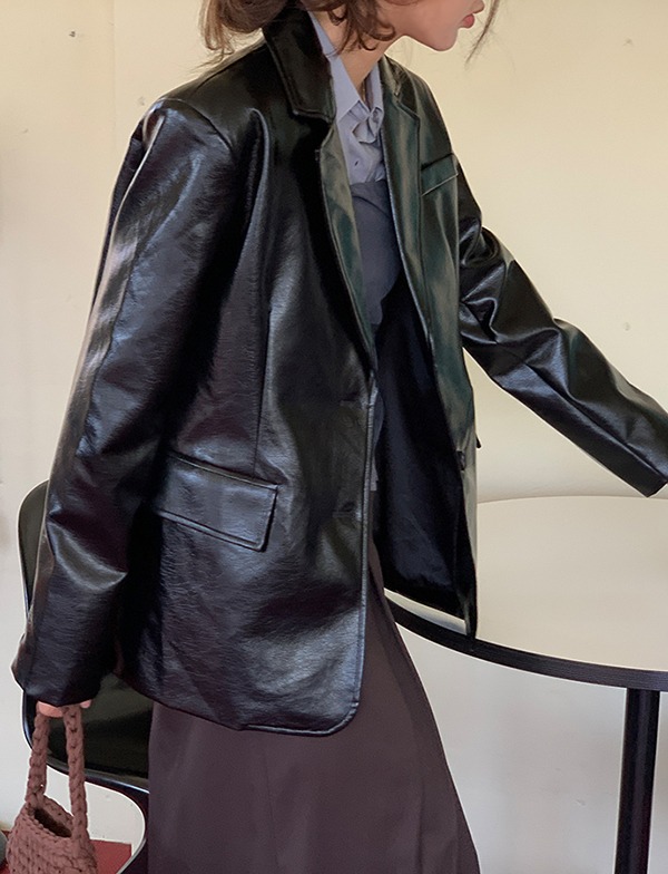 enamel leather jacket
